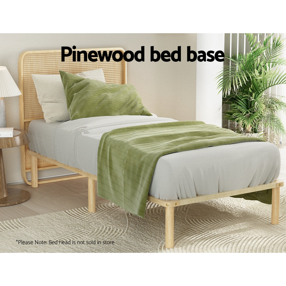 Elara Bed Frame Wooden Base Platform Timber Pine - Natural Single