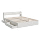 Rosemary Bed Frame Mattress Base wtih Charging Ports 2 Storage Drawers - White Queen