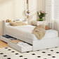 Rosemary Bed Frame Mattress Base wtih Charging Ports 2 Storage Drawers - White Single