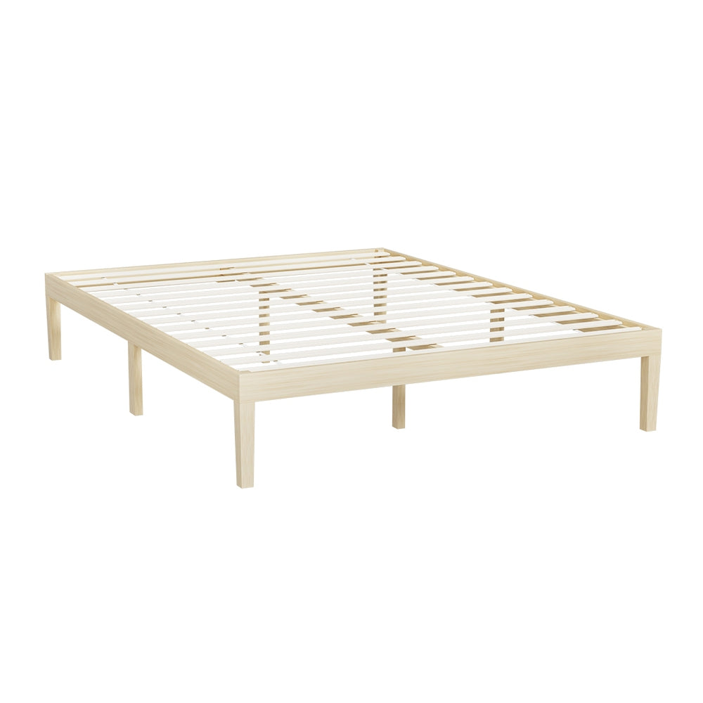 Lyanna Bed Frame Wooden Base Platform Timber Pine - Natural Double