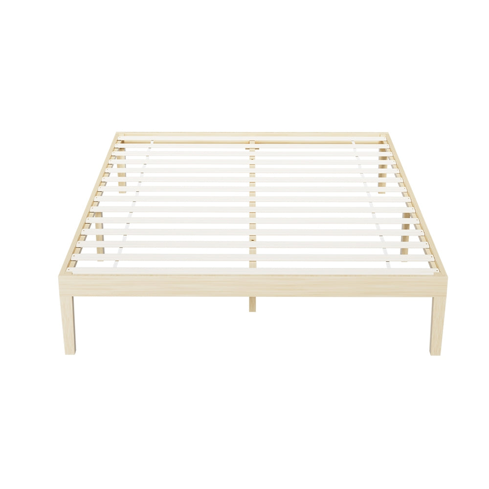 Lyanna Bed Frame Wooden Base Platform Timber Pine - Natural Double