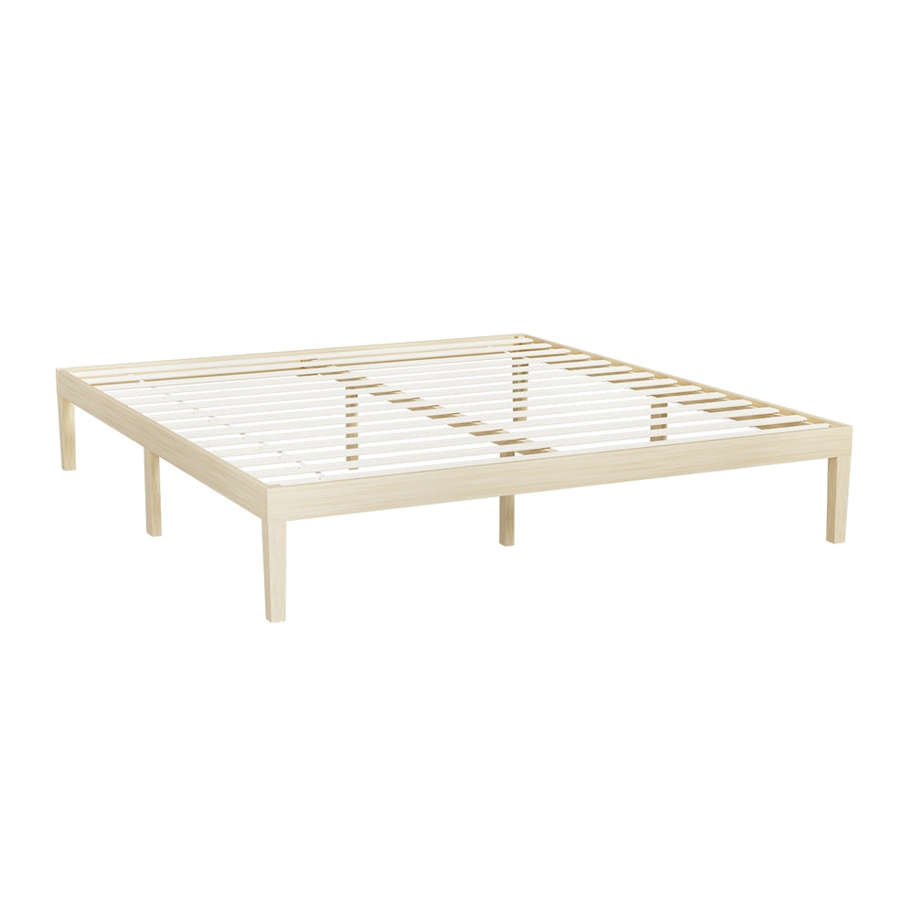 Lyanna Bed Frame Wooden Base Platform Timber Pine - Natural King