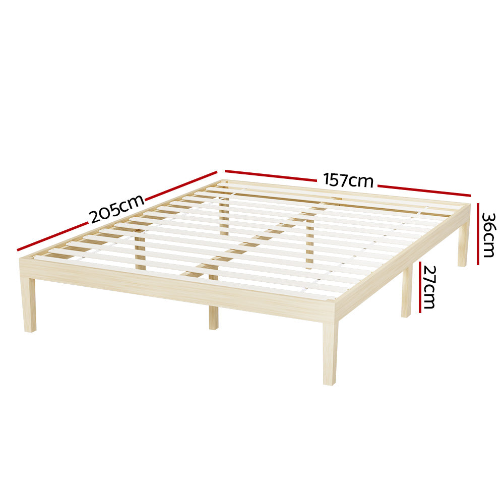 Lyanna Bed Frame Wooden Base Platform Timber Pine - Natural Queen