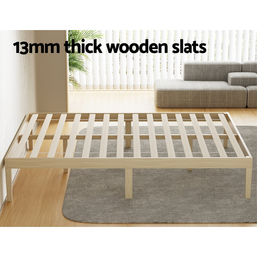 Lyanna Bed Frame Wooden Base Platform Timber Pine - Natural Queen