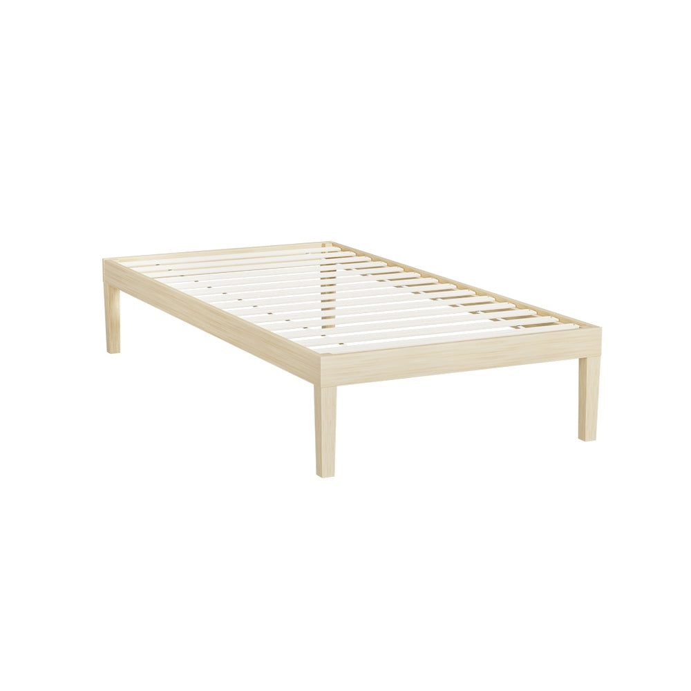 Lyanna Bed Frame Wooden Base Platform Timber Pine - Natural Single