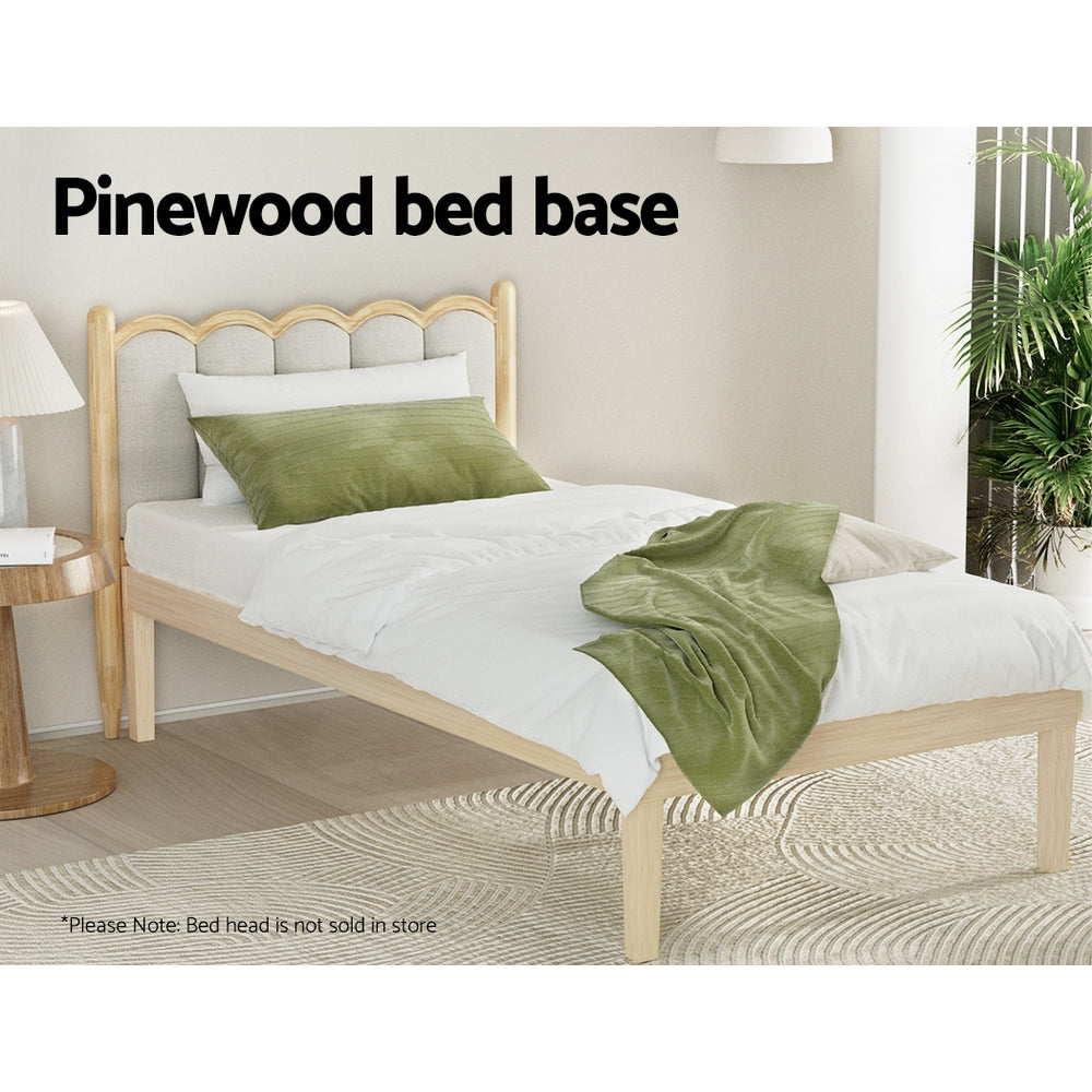 Lyanna Bed Frame Wooden Base Platform Timber Pine - Natural Single