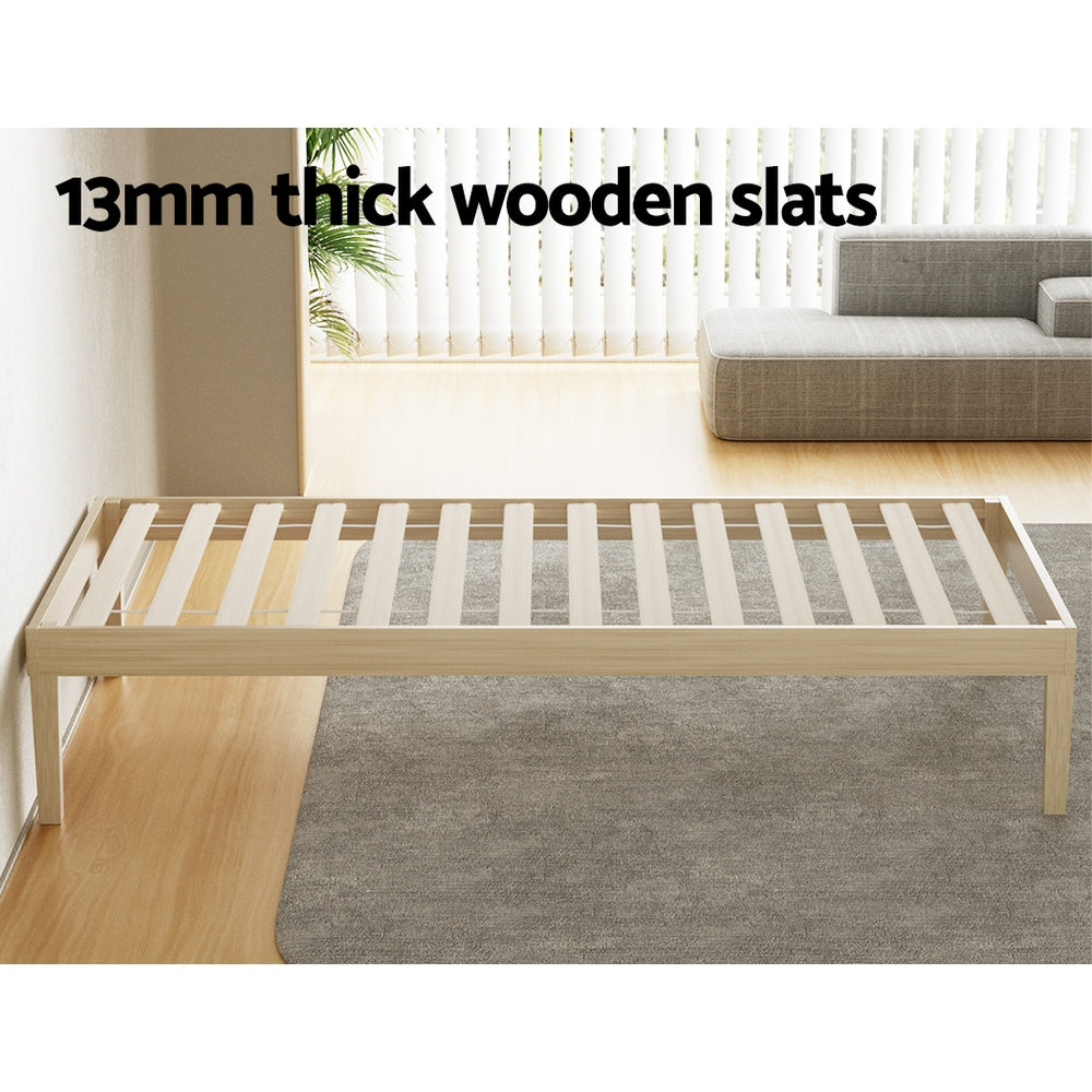 Lyanna Bed Frame Wooden Base Platform Timber Pine - Natural Single