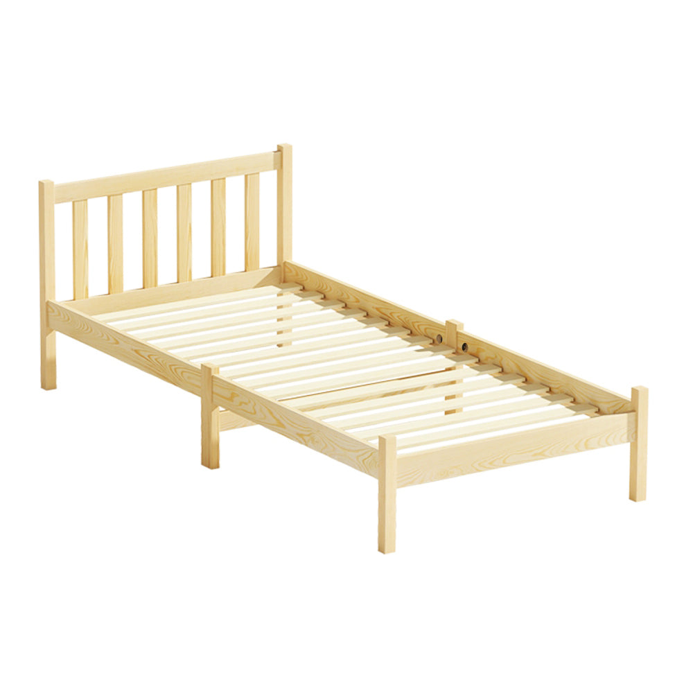 Seville Wooden Bed Frame Pine Timber no Drawers - Oak Single