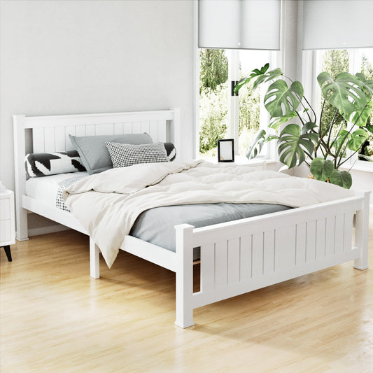 Mystique White Wooden Bed Frame no Drawers - Double