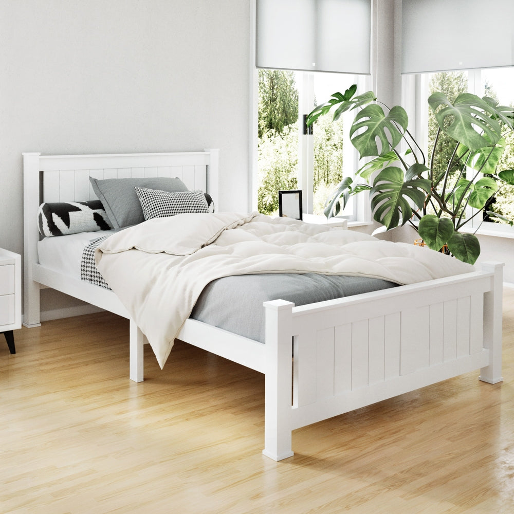 Mystique Wooden Bed Frame no Drawers - White King Single