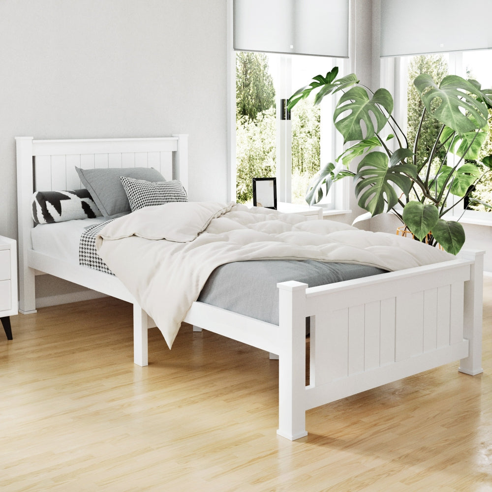 Mystique White Wooden Bed Frame no Drawers - Single