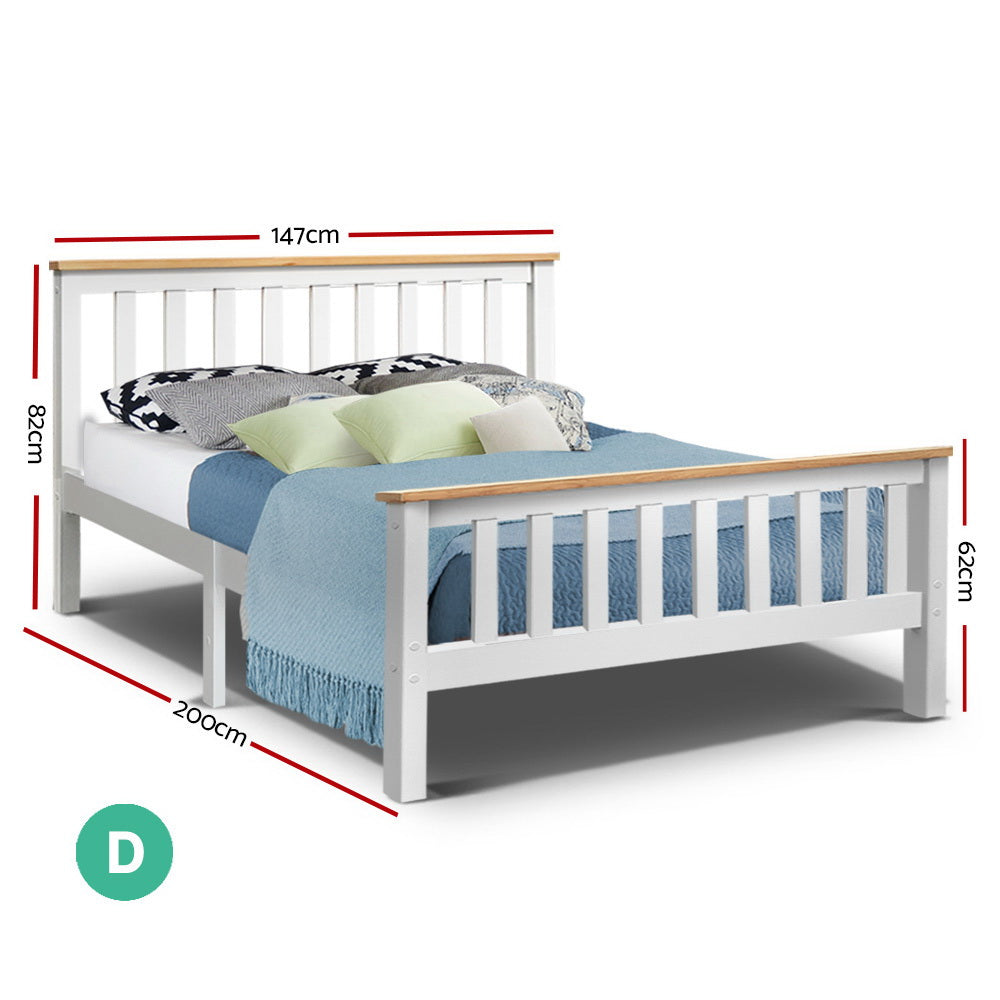 Camden Wooden Bed Frame Timber Base Bedroom Kids - White Double