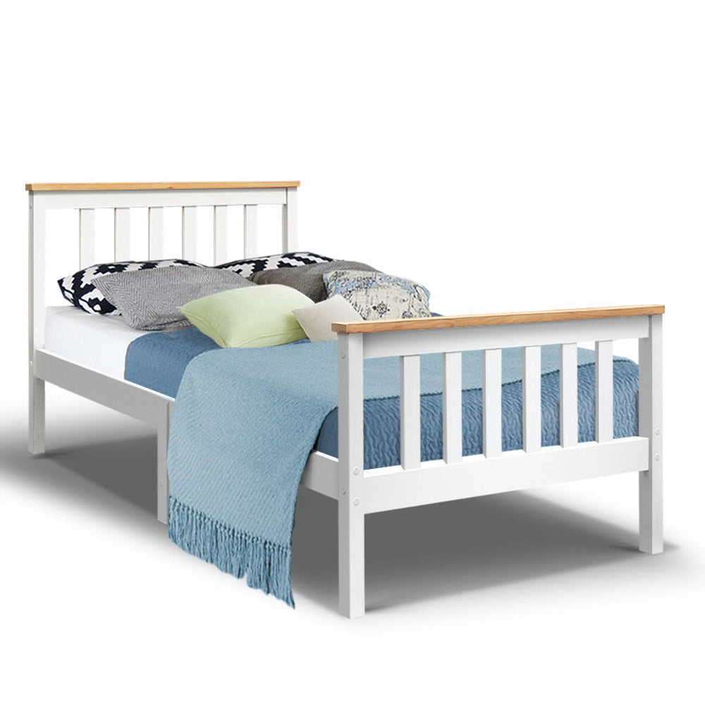 Camden Wooden Bed Frame Bedroom Furniture Kids - White Single