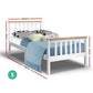 Camden Wooden Bed Frame Bedroom Furniture Kids - White Single