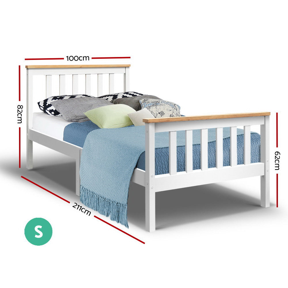 Camden Wooden Bed Frame Bedroom Furniture Kids - White Single