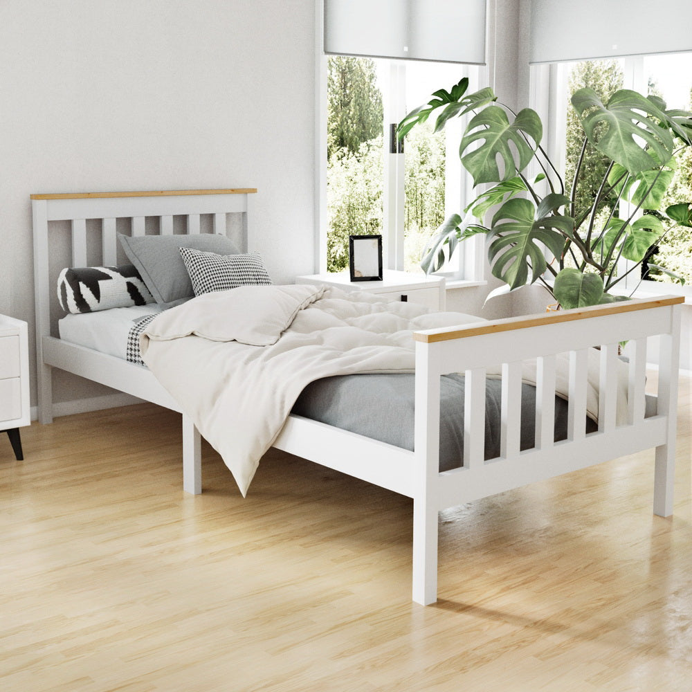 Camden Wooden Bed Frame Bedroom Furniture Kids - White Single