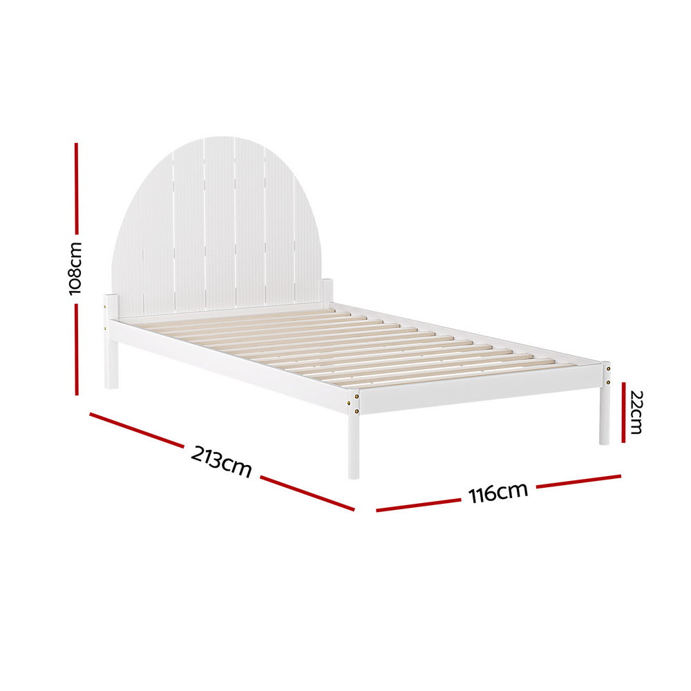 Danice Bed Frame Wooden - White King Single