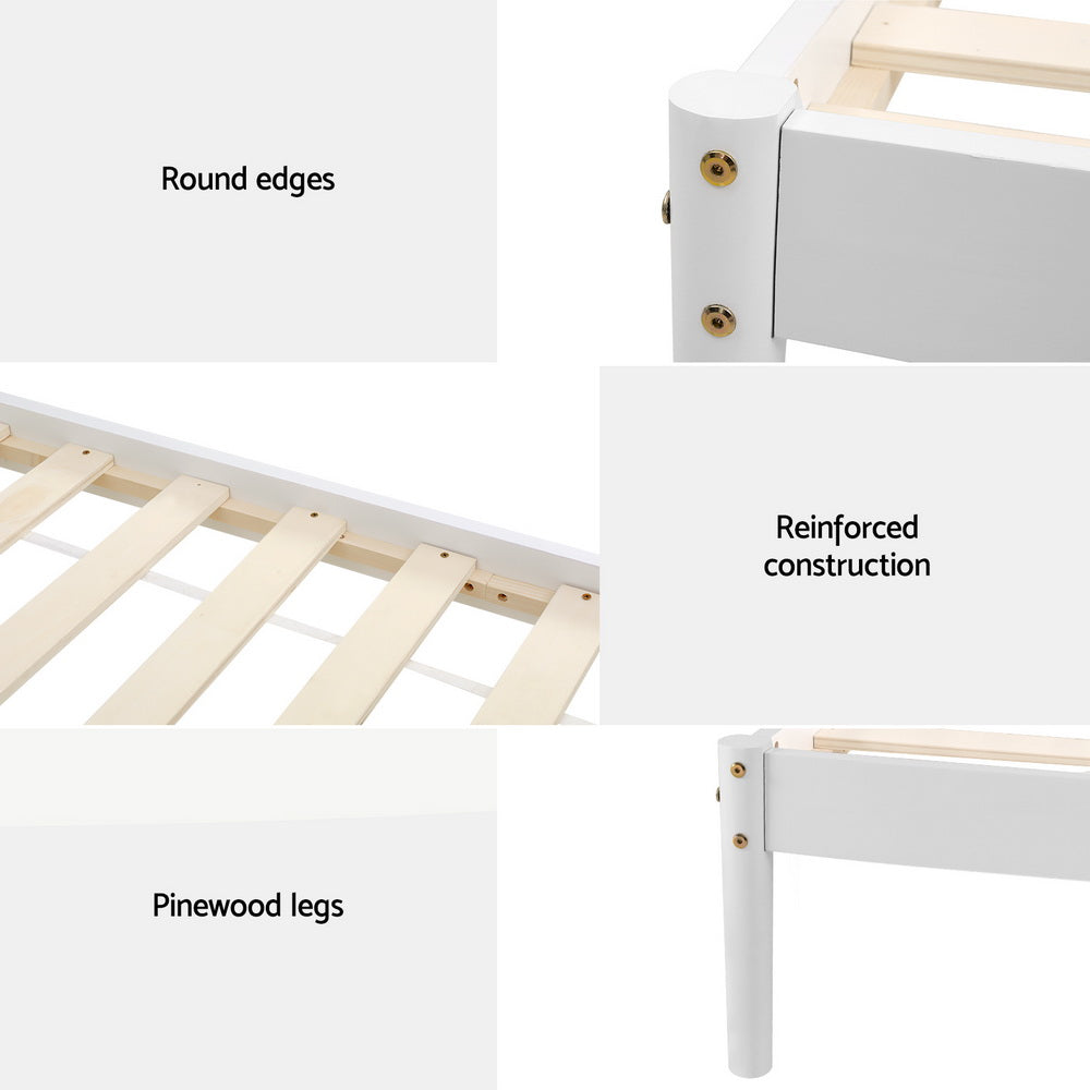 Danice Bed Frame Wooden - White King Single