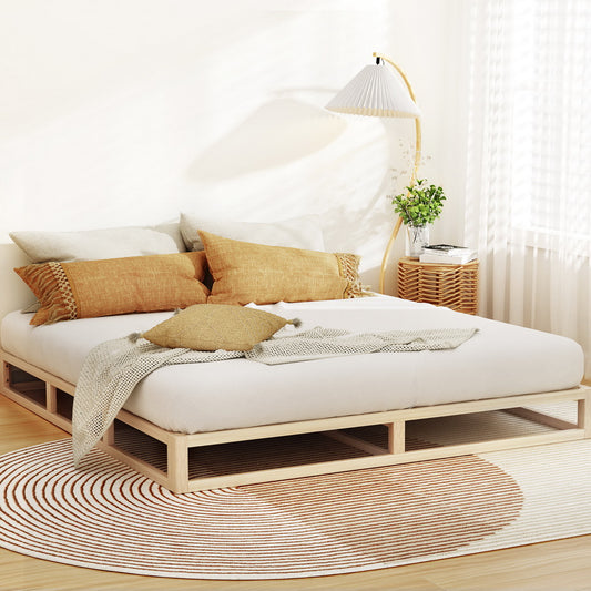 Malta Bed Frame Wooden Base Platform - Pine King