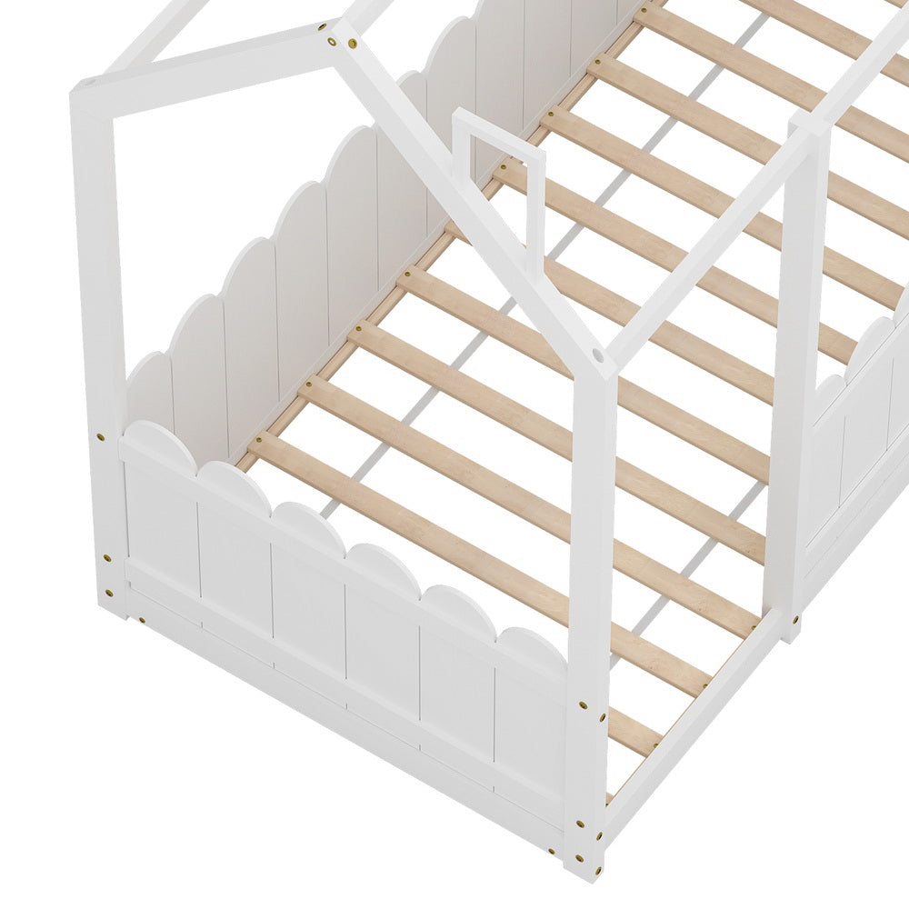 Lucy Bed Frame Wooden Kids House - White Single