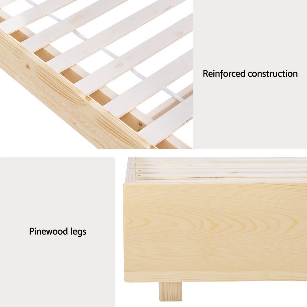 Lily Bed Frame Floating Wooden Base Platform - Timber Queen