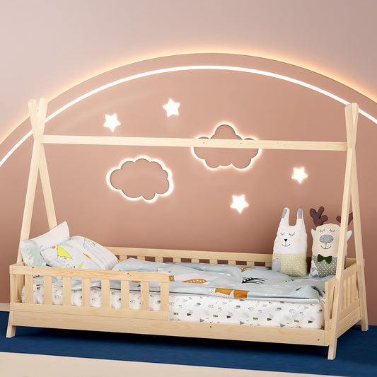 Nivena Bed Frame Wooden Kids House Frames - Oak Single