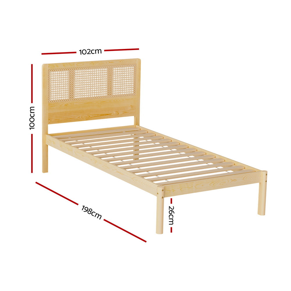 Shale Bed & Mattress Package with 34cm Mattress - Natural Wood Single