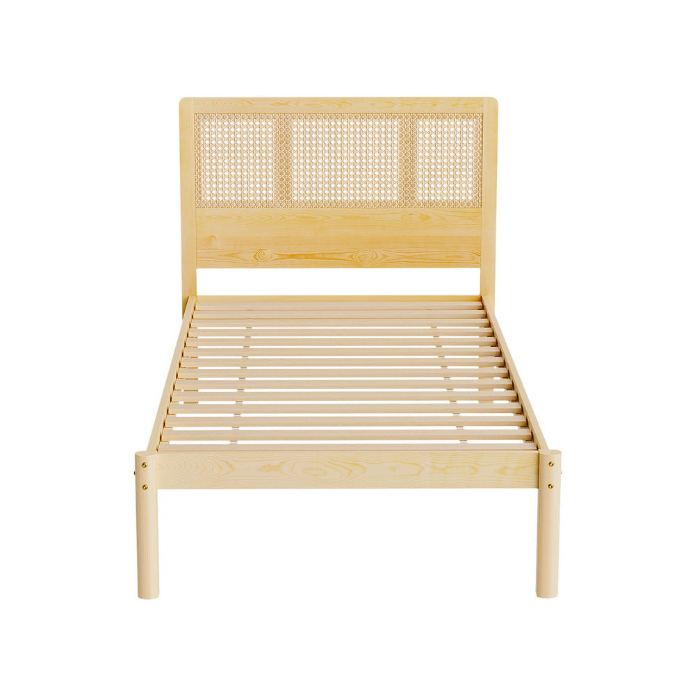 Ella Bed Frame Rattan Wooden - Natural Single