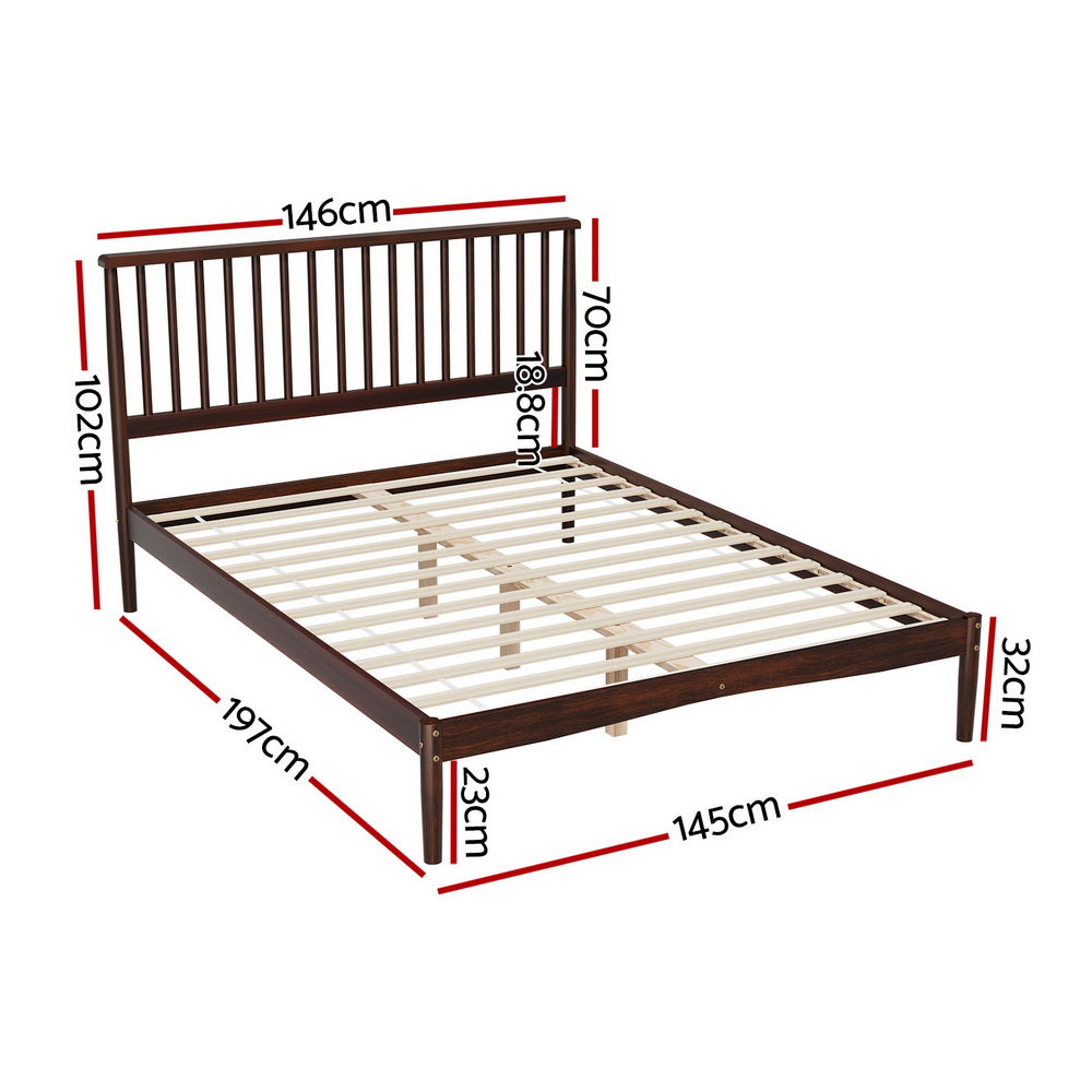 Fiji Bed Frame Wooden Base Platform - Walnut Double