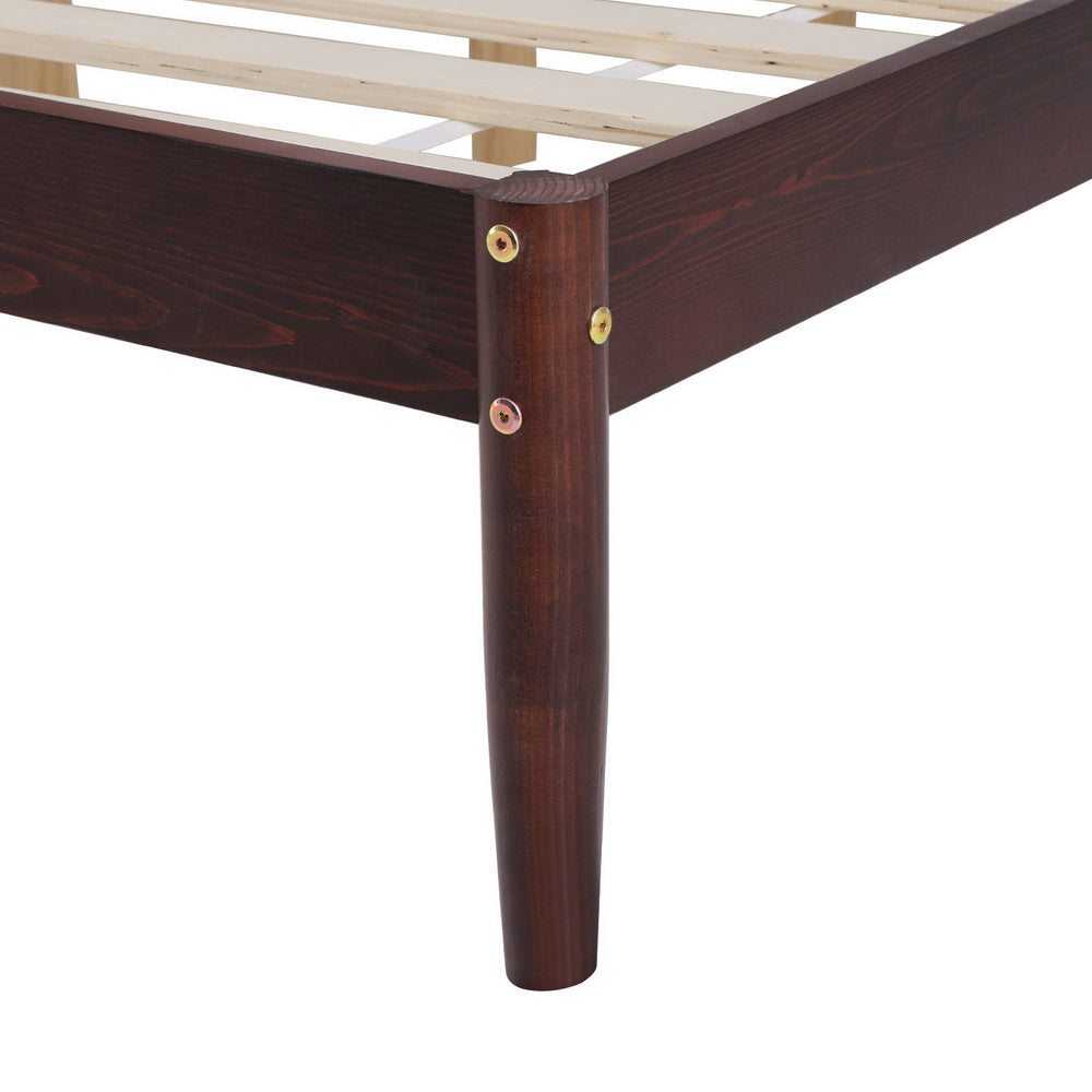 Fiji Bed Frame Wooden Base Platform - Walnut Double