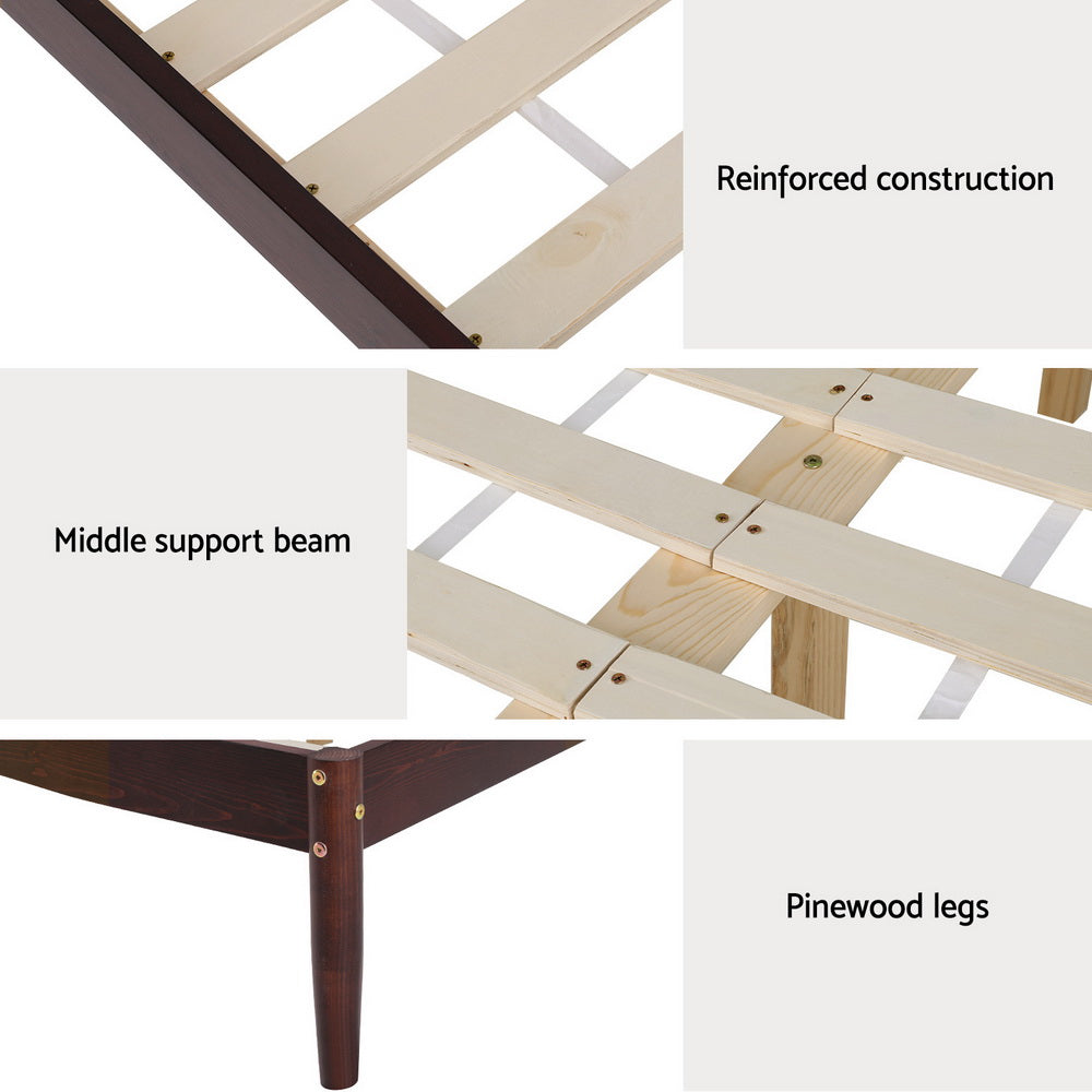 Fiji Bed Frame Wooden Base Platform - Walnut Double