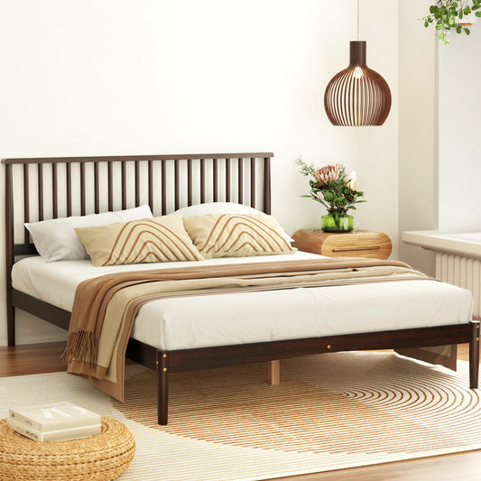 Fiji Bed Frame Wooden Base Platform - Walnut Queen