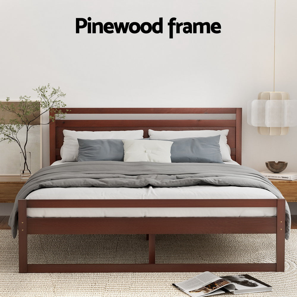 Ellie Bed Frame Wooden - Walnut Double