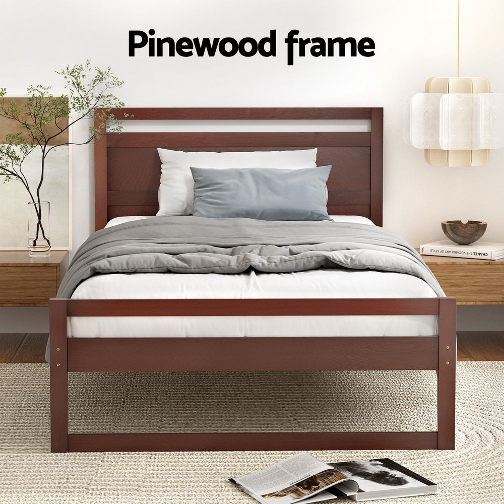 Ellie Bed Frame Wooden - Walnut King Single