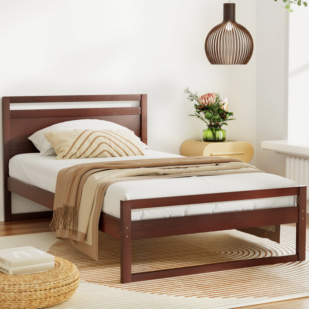 Ellie Bed Frame Wooden - Walnut King Single