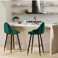 Set of 2 Dublin Bar Stools Stool Kitchen Chairs Swivel Velvet Barstools Vintage - Green