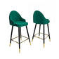 Set of 2 Dublin Bar Stools Stool Kitchen Chairs Swivel Velvet Barstools Vintage - Green