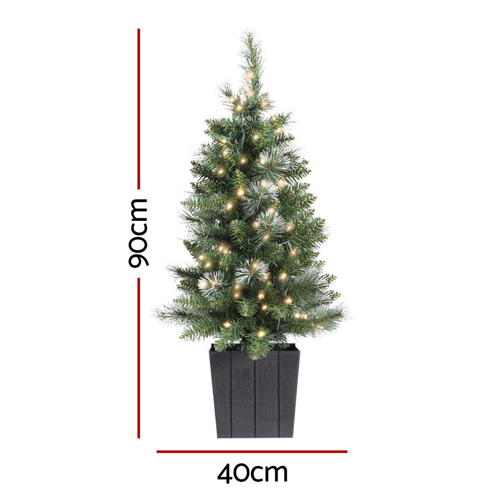 3ft 90cm 80 LED Christmas Tree Potted Xmas Party Decorations