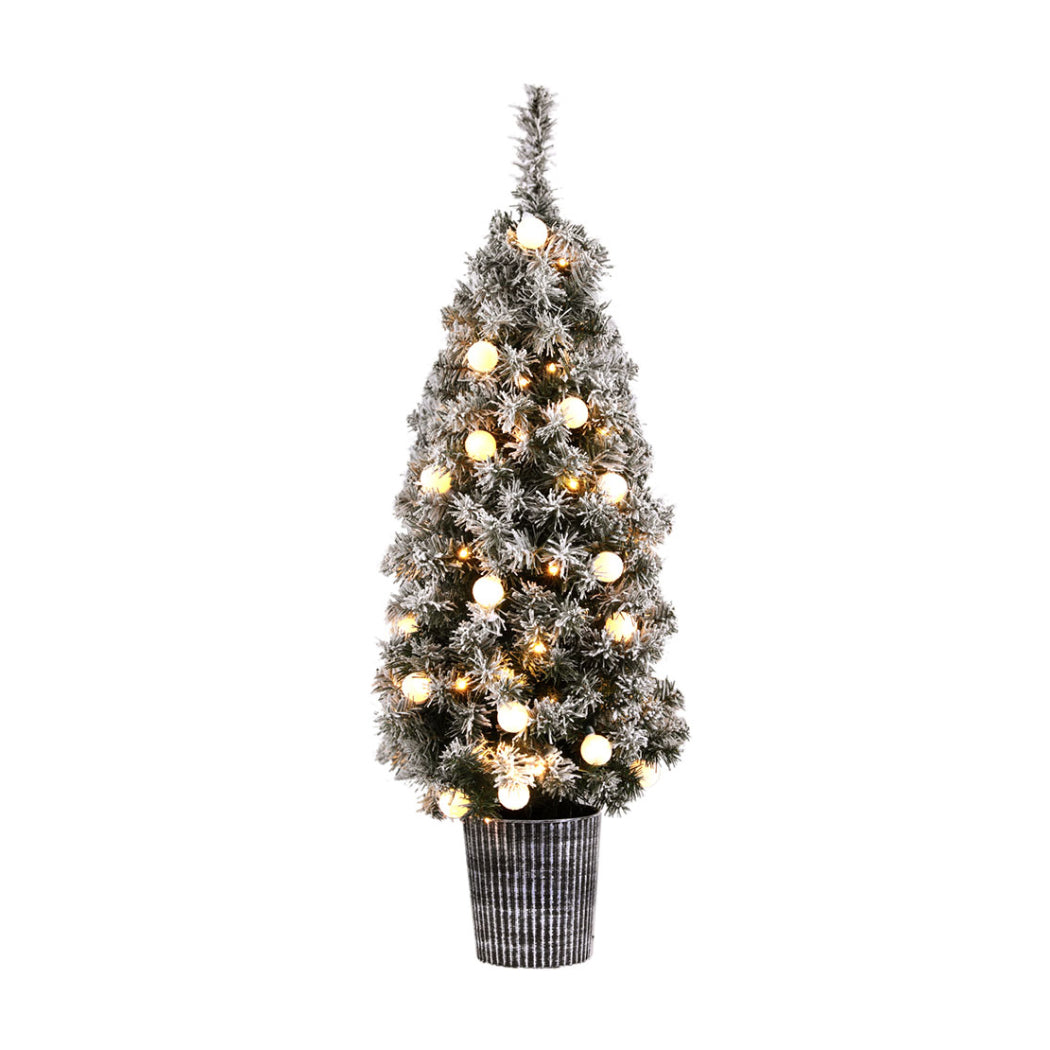 4ft 1.2m 80 LED Christmas Tree Potted Snowy Xmas Tree