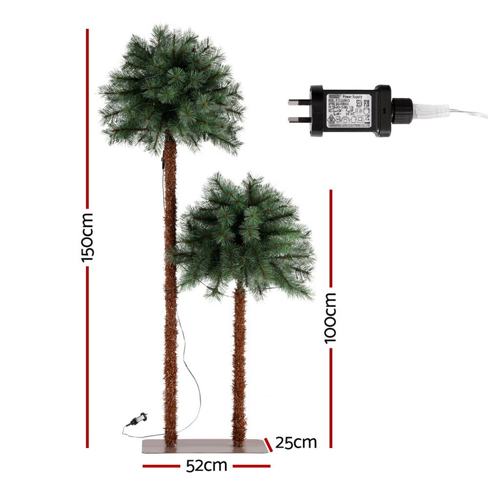 5ft 1.5m 70 LED Christmas Tree Xmas Palm Tree Party Decorations 2-in-1