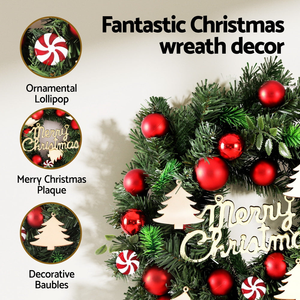 40cm Christmas Wreath Xmas Garland Baubles Ornaments Party Decor