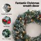 60cm Christmas Wreath LED Lights Snowy Berries Garland Party Decor