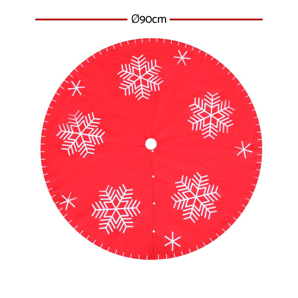 Christmas Tree Skirt 90cm Snowflake Ornaments Party Decorations