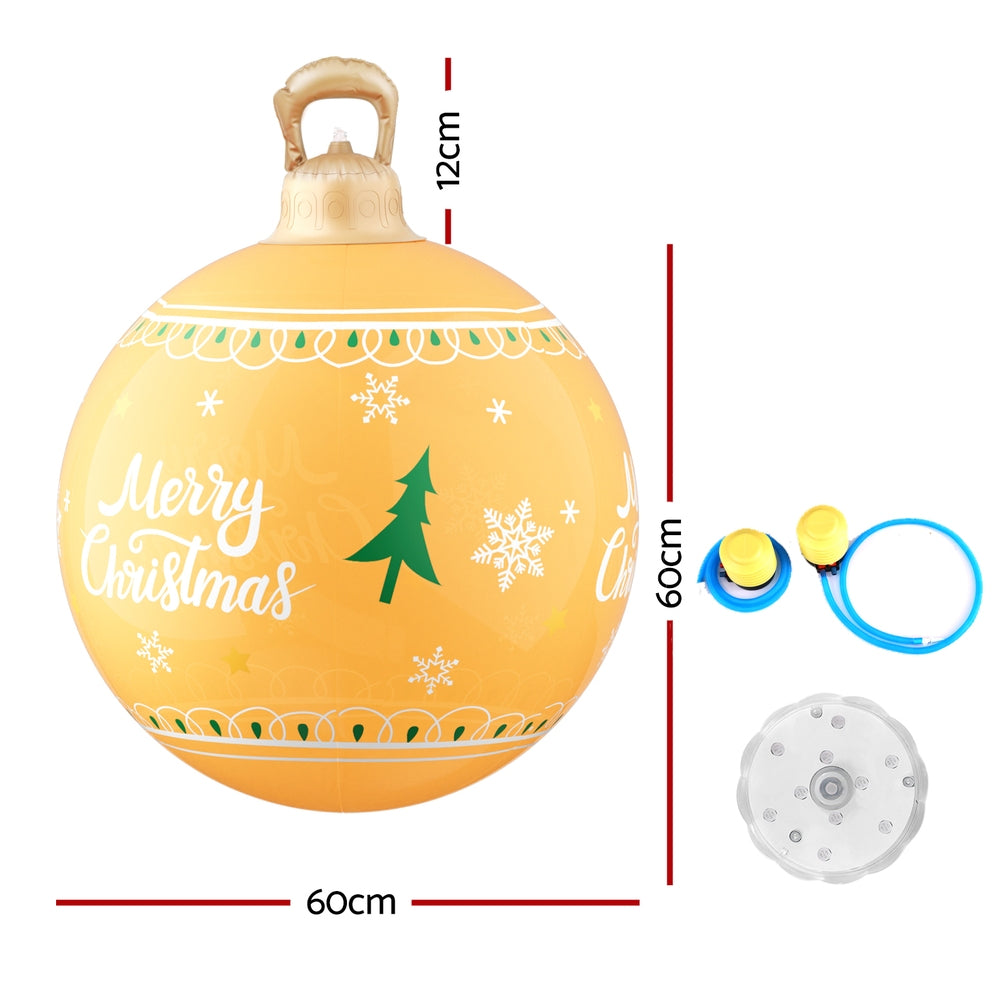 Merry Giant Bauble Ball Christmas Inflatable LED Illuminated Xmas Decoration Gold - 60cm