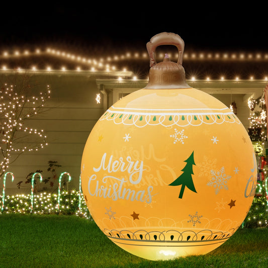 Merry Giant Bauble Ball Christmas Inflatable LED Illuminated Xmas Decoration Gold - 60cm