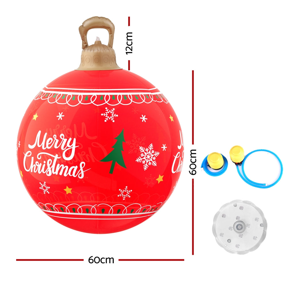 Merry Giant Bauble Ball Christmas Inflatable LED Illuminated Xmas Decoration Red - 60cm