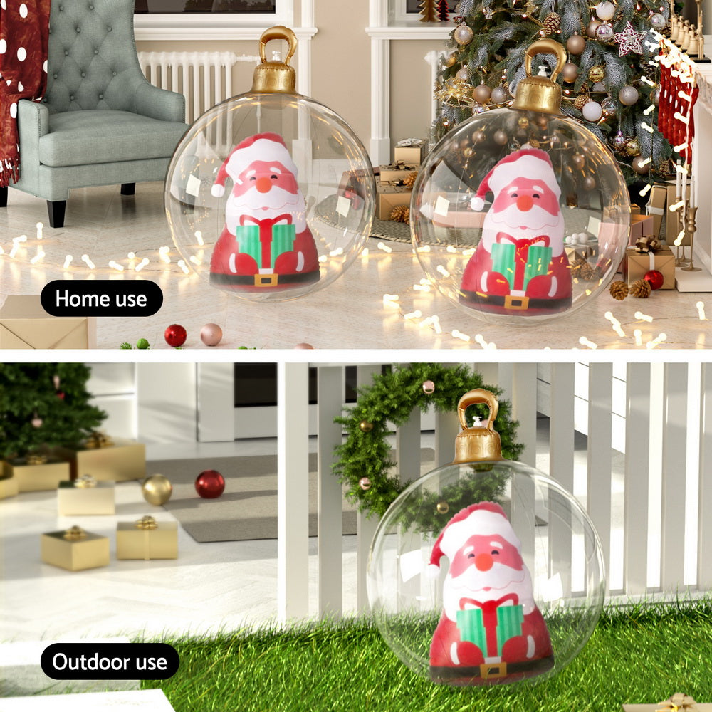 Santa Giant Bauble Ball Christmas Inflatable Outdoor Xmas Decoration Clear - 60cm