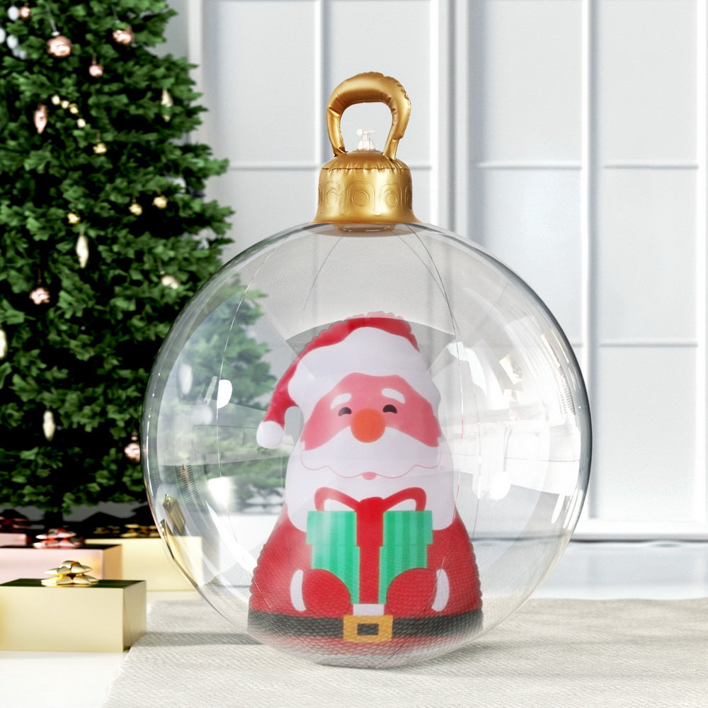 Santa Giant Bauble Ball Christmas Inflatable Outdoor Xmas Decoration Clear - 60cm