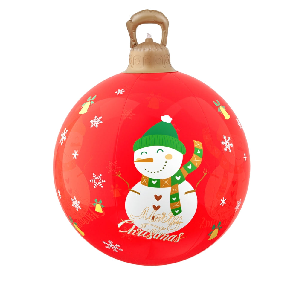 Snowman Giant Bauble Ball Christmas Inflatable Illuminated LED Snowman Xmas Decor Red - 60cm