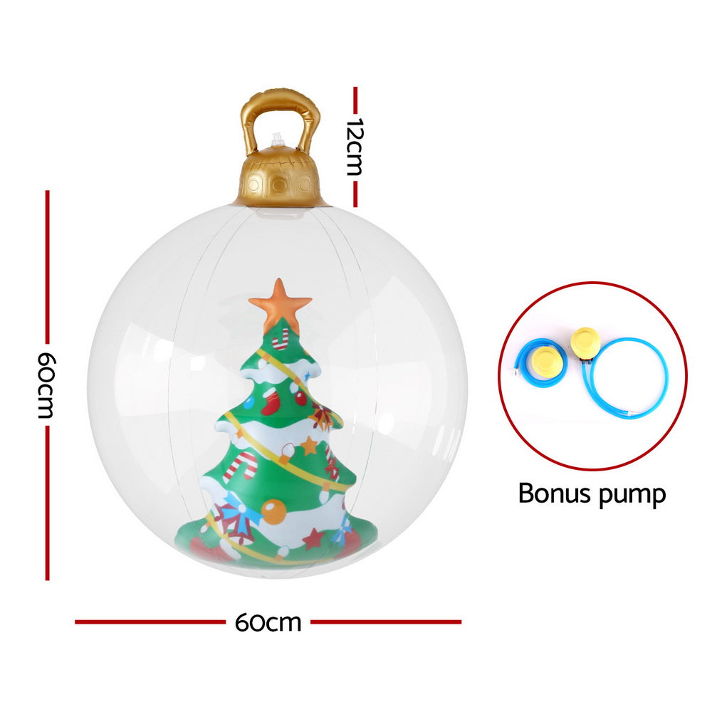 Tree Giant Bauble Ball Christmas Inflatable Outdoor Xmas Decoration Clear - 60cm